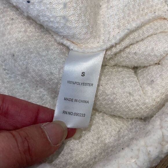 PacSun Womens Midrift Sherpa‎ 1/4 Snap Cropped Pullover Sweater Off White Small - Picture 7 of 9